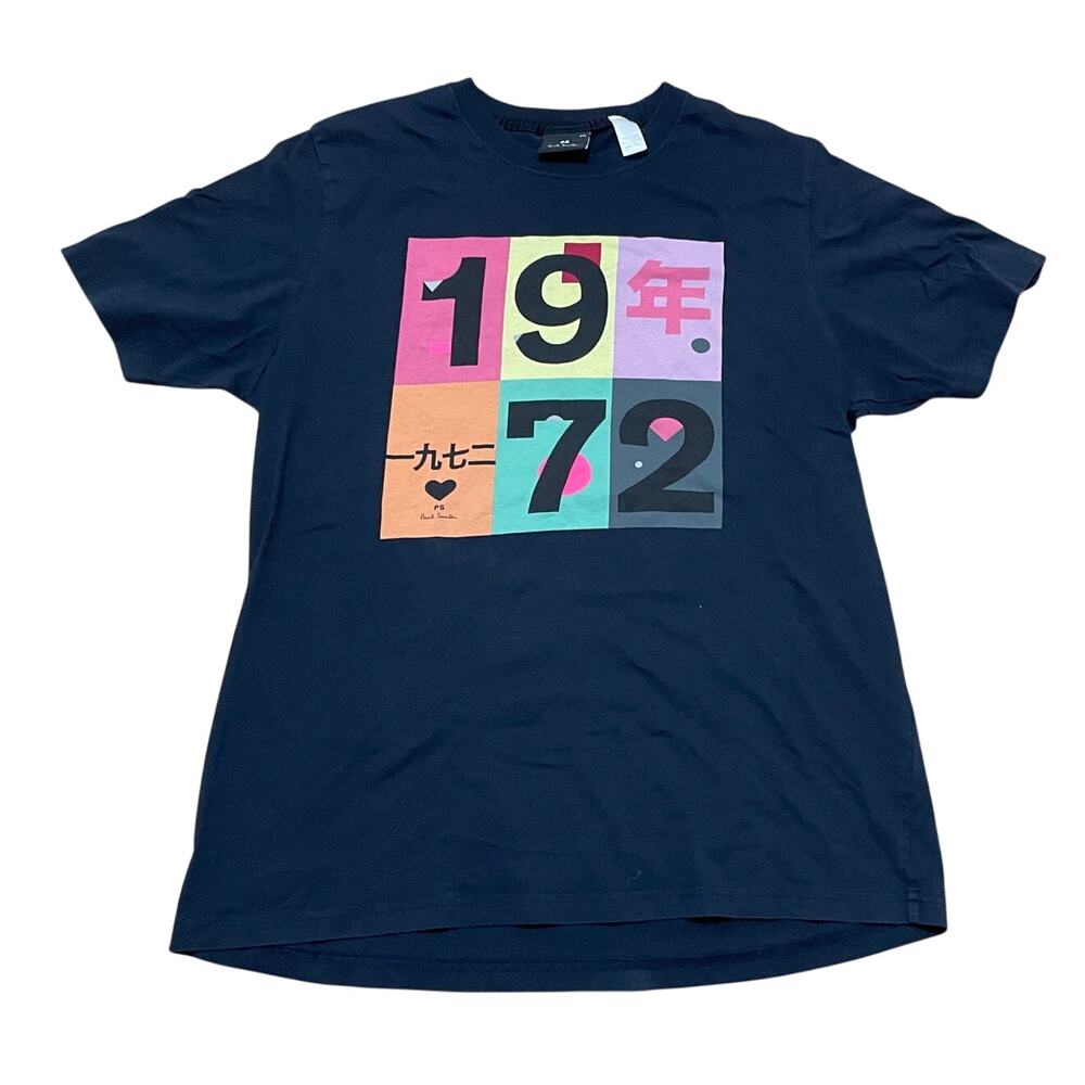 Paul Smith Women's‎ XXL Black Organic Cotton 1972 Print Retro Graphic T-shirt